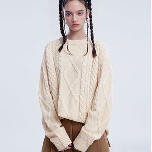 Aelfric Eden Oversized Cable Knit Sweater Chunky Rory Gilmore Crewneck Medium